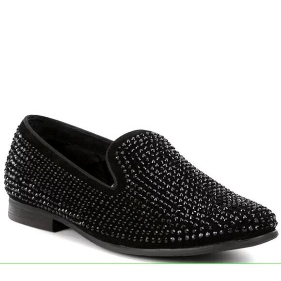 Steve Madden Men's Caviarr Black Swarovski Crystal Slip-On Dress Loafers 10 - Picture 1 of 11